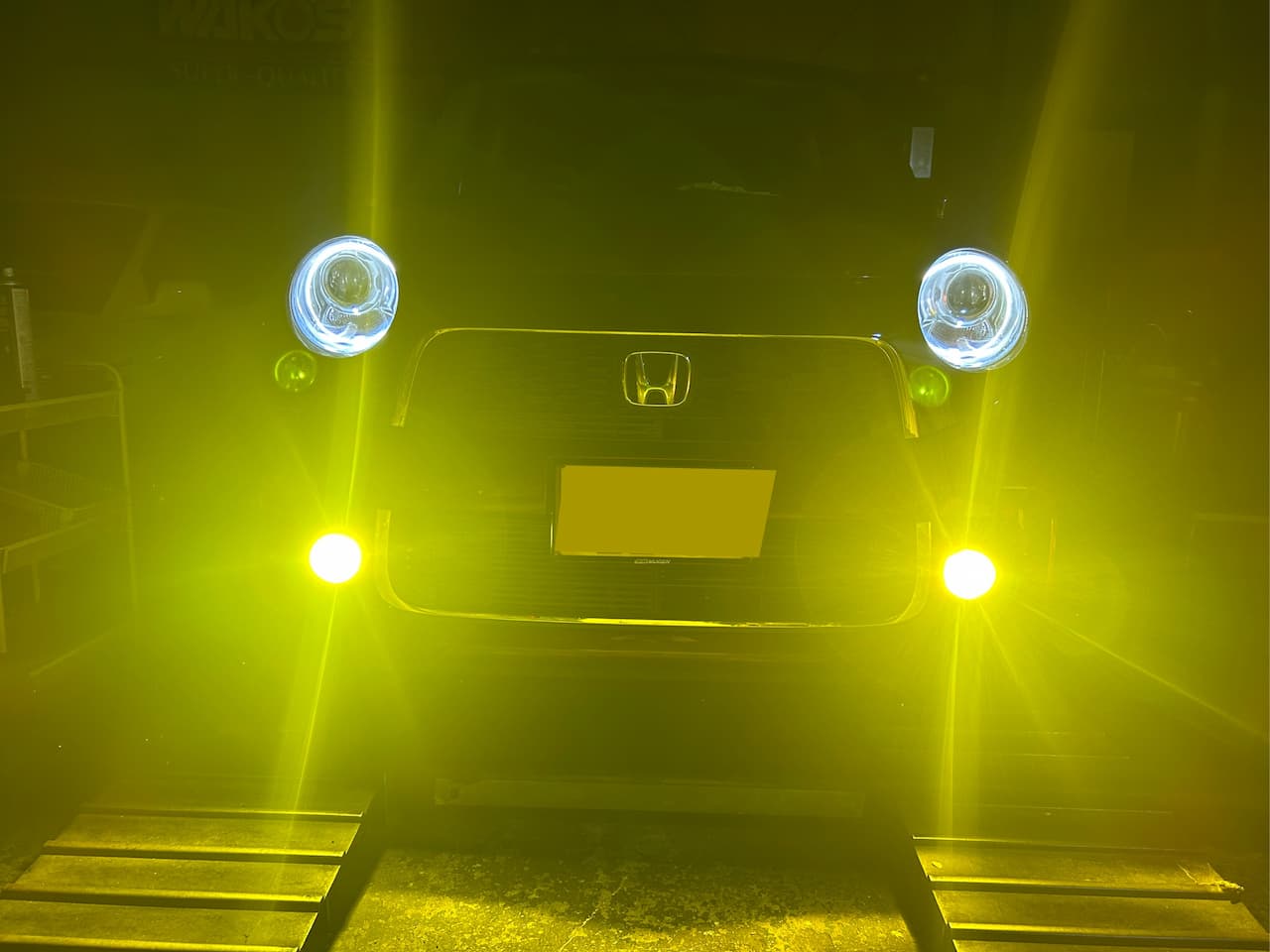 【代車カスタマイズ】N-ONEが激変！blango製イエローLEDフォグで夜間も安心快適に！